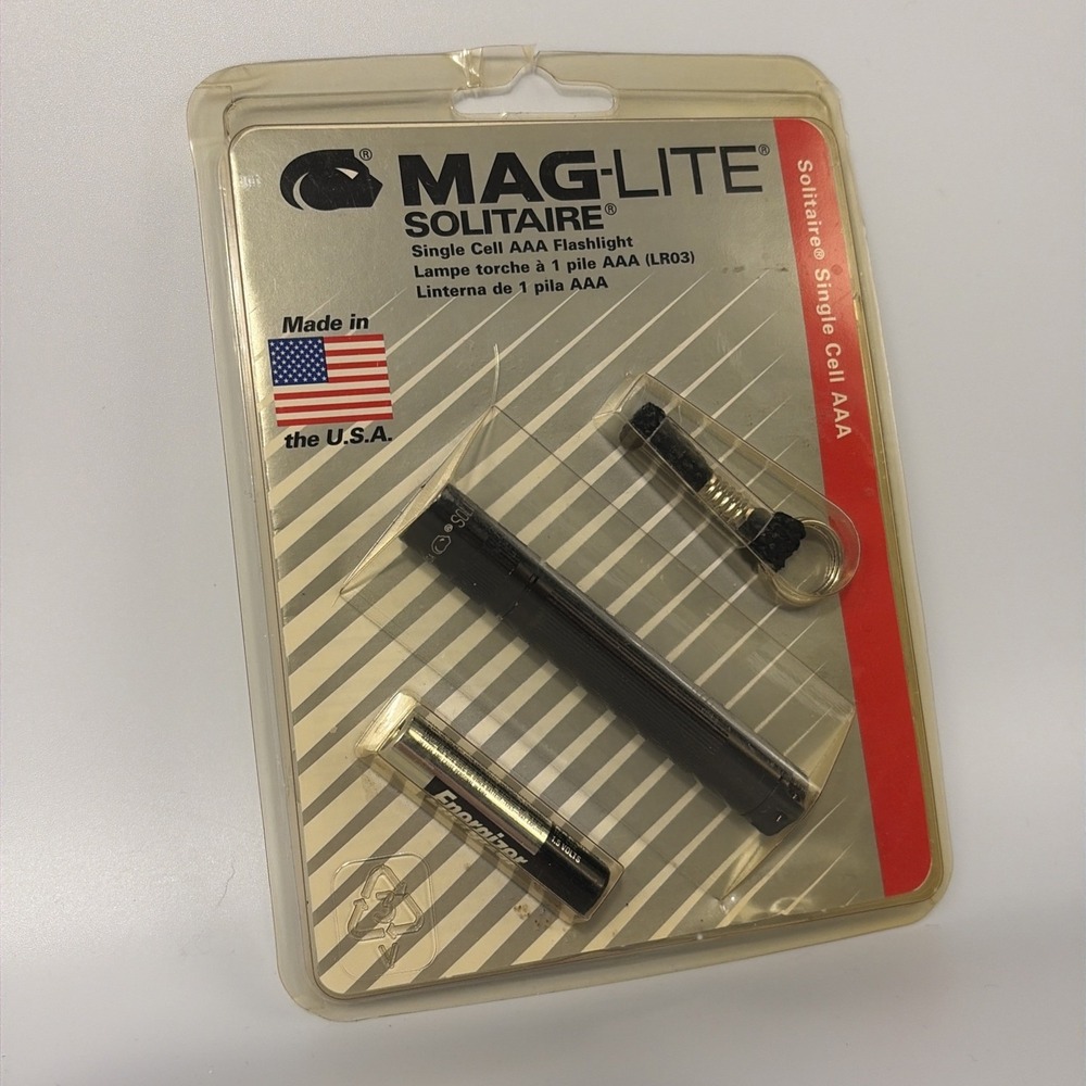 Maglite LED Solitaire Black 1 cell AAA Flashlight Mag-lite/New Old‎ Stock/1997